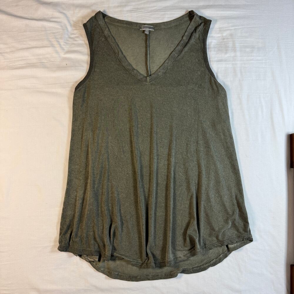 TBH To Be Honest Green Tunic Tank Womens Medium Dirty Wash NWT